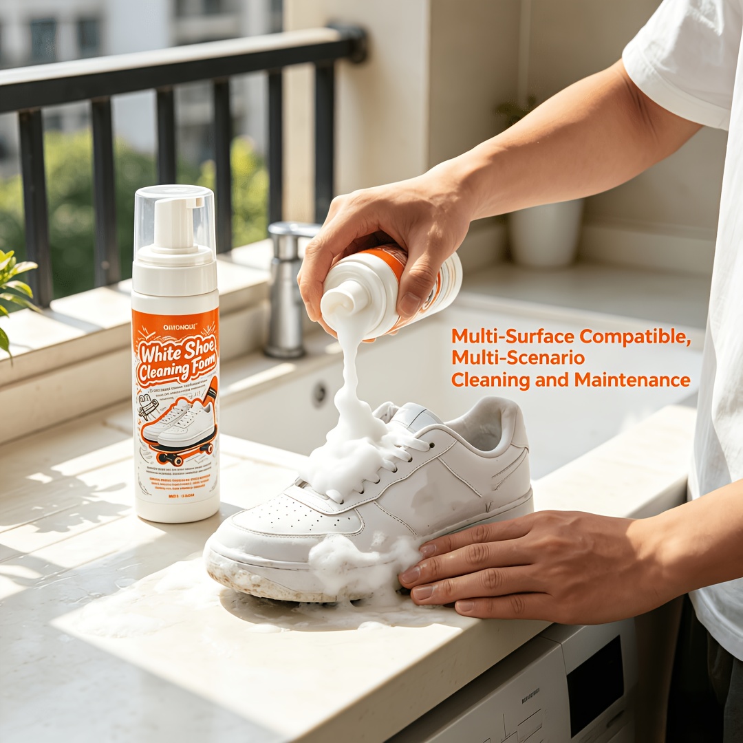 The Sneaker Care - 携帯用ノンリンスホワイトシューズクリーナーフォーム、スニーカー、革靴、時計、ジュエリー用多用途ケア、手動ポンプディスペンサー