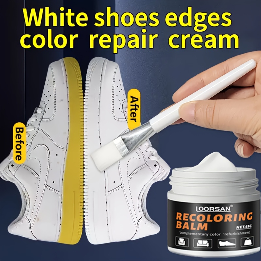 Sneaker Cleaner - LOORSAN 新しいホワイトシューズエッジ修復剤 35g - スニーカー、ブーツ、革用のプロ仕様靴修理クリーム、簡単塗布で色を修復