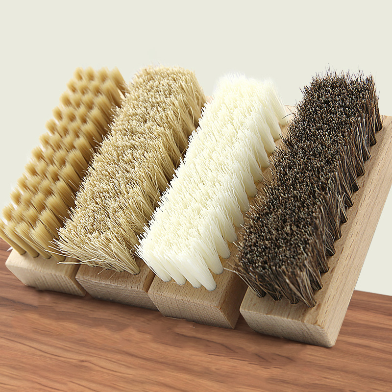 Sneaker Care Kit - 豚の毛の靴掃除ブラシ,スニーカーブラシ,竹ハンドルクリーナー,スリッパ,1個