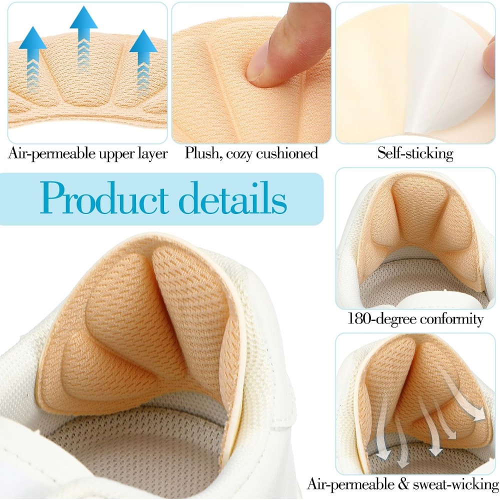 靴のずれを防ぐ二重粘着グリップ付きクッションパッド、再利用可 - Heel Liner Grip のレビューと価格