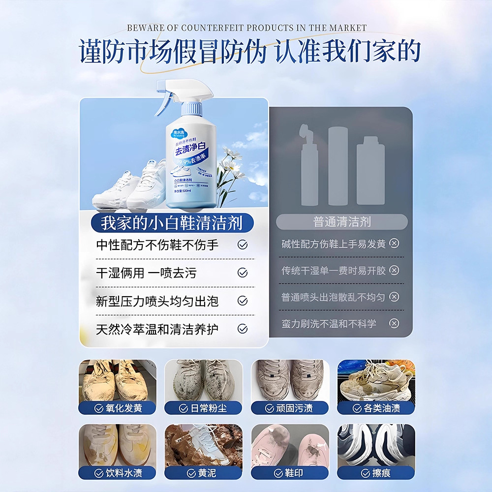 500ml ホワイトシューズクリーナー 洗浄不要 ドライクリ - Sneaker Cleaner のレビューと価格