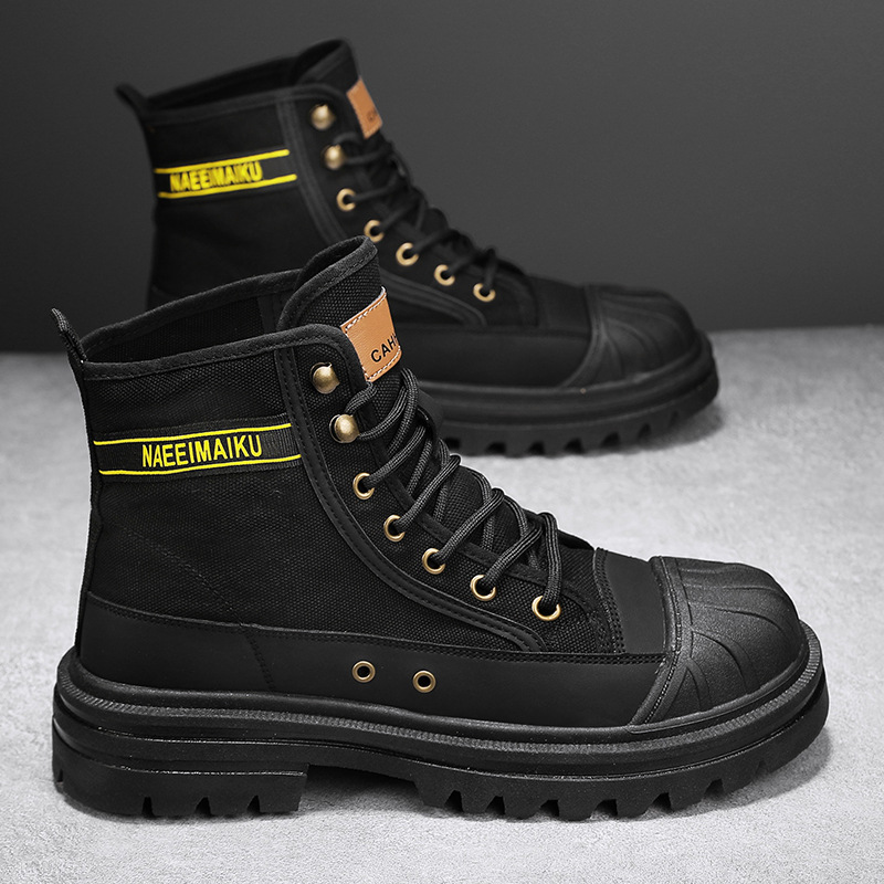 新しいスタイルのショートブーツ男性ハイトップ春の新しい厚底ブ - Sneaker Career のレビューと価格
