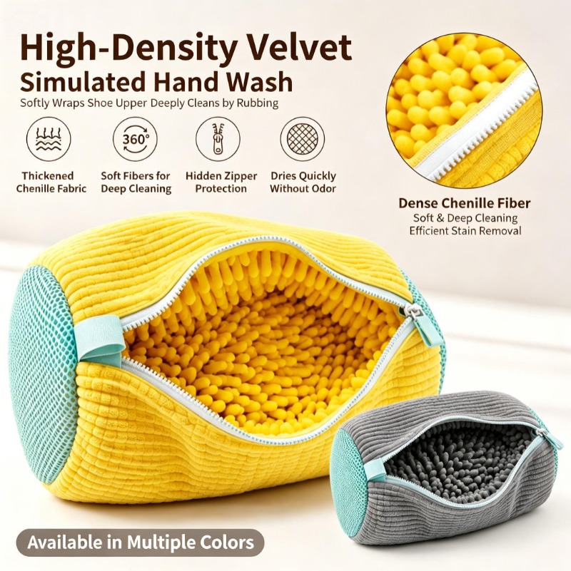 新しいシェニール素材の靴洗いバッグ、再利用可能なスニーカー用 - Sneaker Care Laundry のレビューと価格